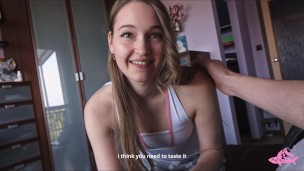 Sexy stepsister lost the game but won my dick