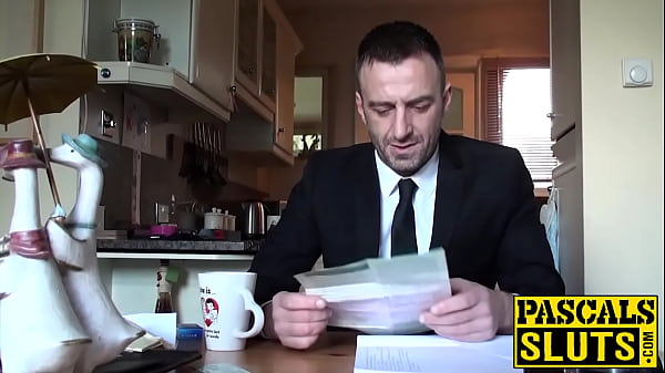 Slutty girl gets spit on her face while a maledom torments her